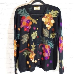 Alpaca Cardigan Leaf Pattern